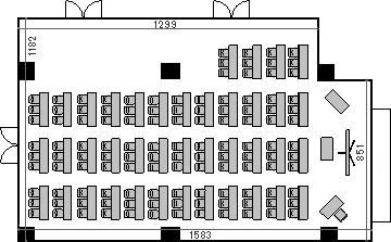 レイアウト図（2号館地下1階コンベンションホール（全体）／教室型）