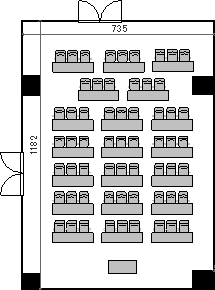 レイアウト図（2号館地下1階コンベンションホールⅠ／教室型）